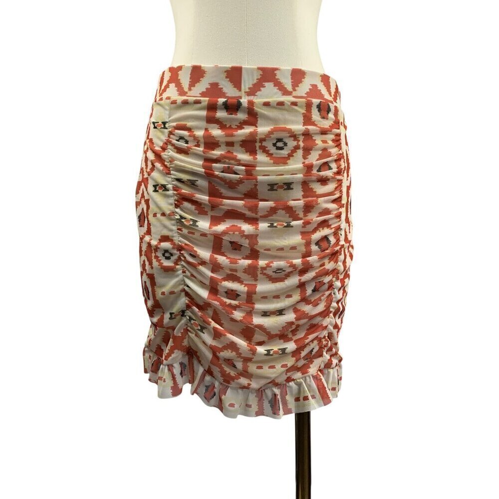 Nordstrom Geometric Print Ruched Skirt Medium